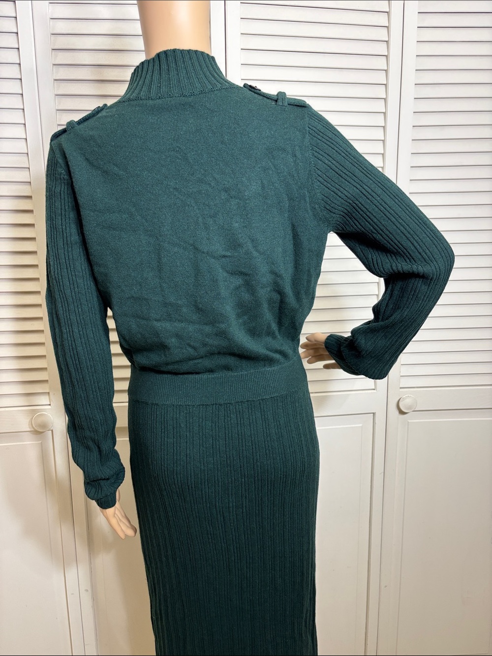 NWT REISS Floris Wool-Blend Knitted Utility Midi Dress in Khaki Medium - Picture 11 of 16